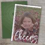 Photo Modern - Minimal White Gräns Cheers Arch Julkort<br><div class="desc">FRONT DESIGN: En julklapp - jägare - Julhälsningar ovanpå fotot i ett stort trendig-skript. Lodräts foto är utanför centrum och familjen namnteckning omslag runt det vita gräns. En tunn vit gräns-accent ingår också. — BACK DESIGN: Bakgrundsdesignen omfattar en retrolinjeslut i oliv grönt nyanser. Färg kan ändras i det avancerade designområdet....</div>