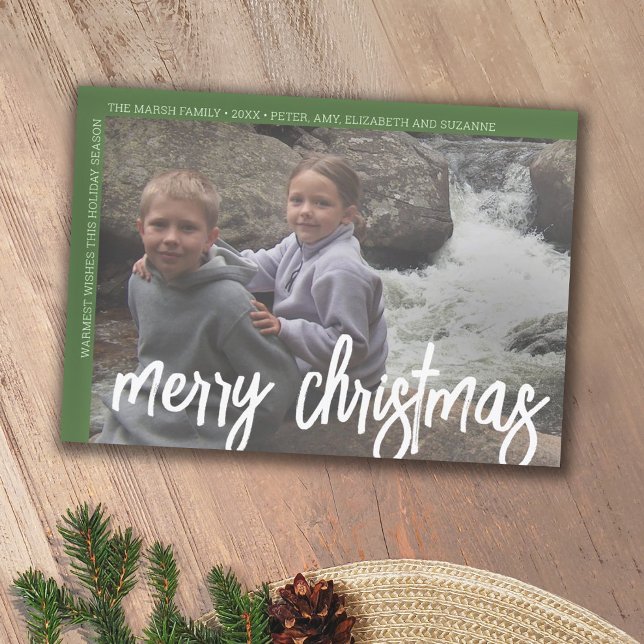 Photo Modern Minimal White Gräns God jul Julkort (Skapare uppladdad)