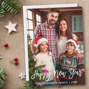 Photo Modern Push Script Gott nytt år Julkort