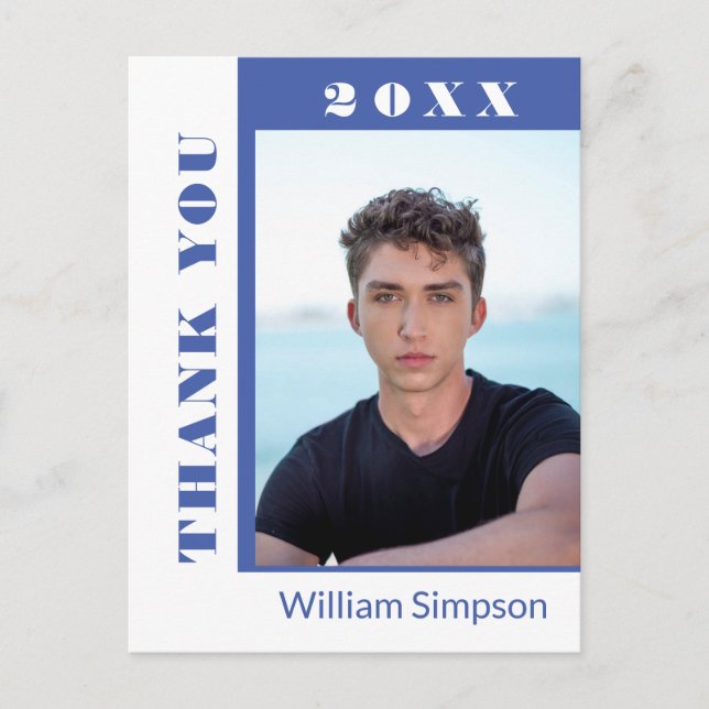 PHOTO Modern Simple Studenten Tack Announce Meddelande Vykort (Framsida)