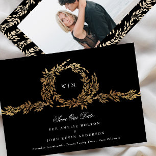 Photo Monogram Black Vapensköld Classic Guld Bröll Spara Datumet