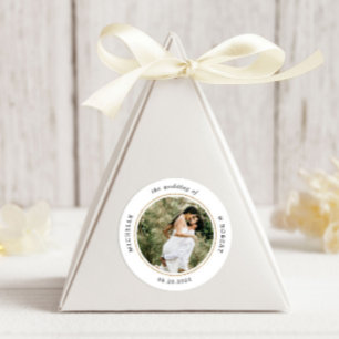 Photo Monogram Elegant bröllop Runt Klistermärke
