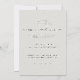 Photo Monogram White Faux Linen Wedding Invitation Inbjudningar