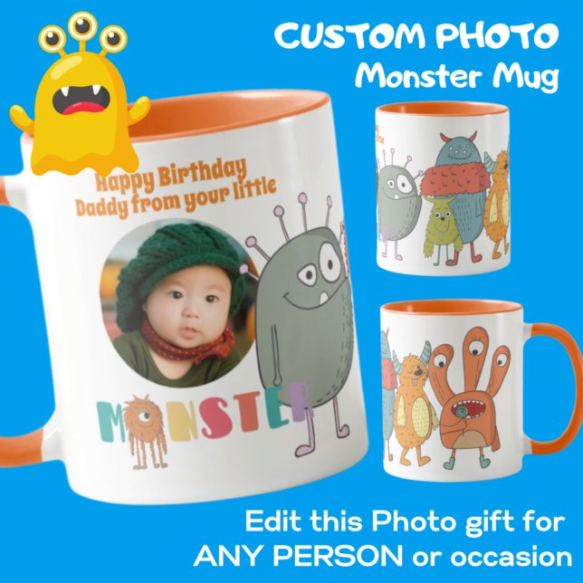 PHOTO MUGG KIDS Little Monsters to PAPPA MAMMA GRA (Skapare uppladdad)