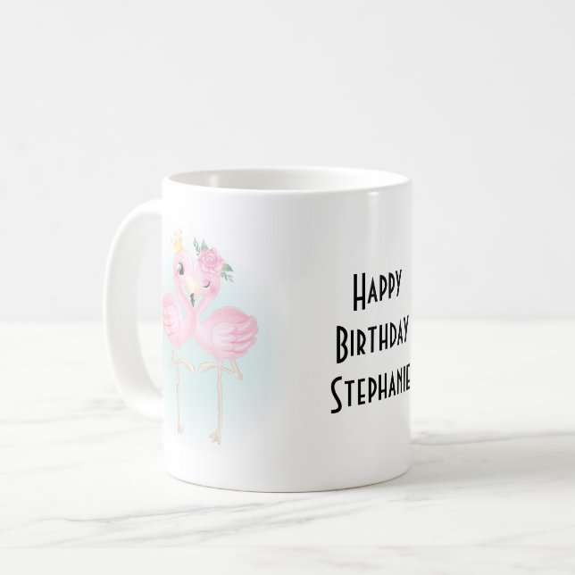 Photo Mugg med För barn Text | Flamingos Art (Framsida vänster)