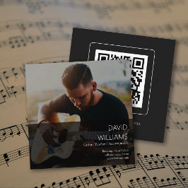 Photo Music Teacher Singer Songwriter QR Code Fyrkantigt Visitkort
