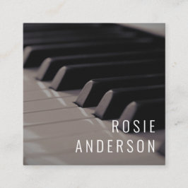 Photo Musician Piano Nycklar QR Code Modern Black Fyrkantigt Visitkort