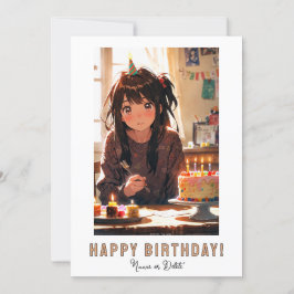 *PHOTO NAME Birthday Cake ANIME Girl  Inbjudningar