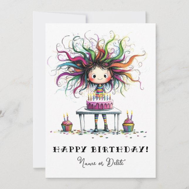 * # PHOTO NAME Birthday Card Personalize Whimsical Inbjudningar (Framsida)