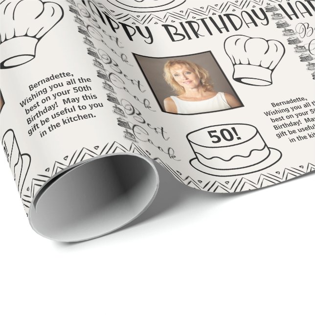 Photo Namn Age Text Best Cook Birday Presentpapper (Rullad Hörn)