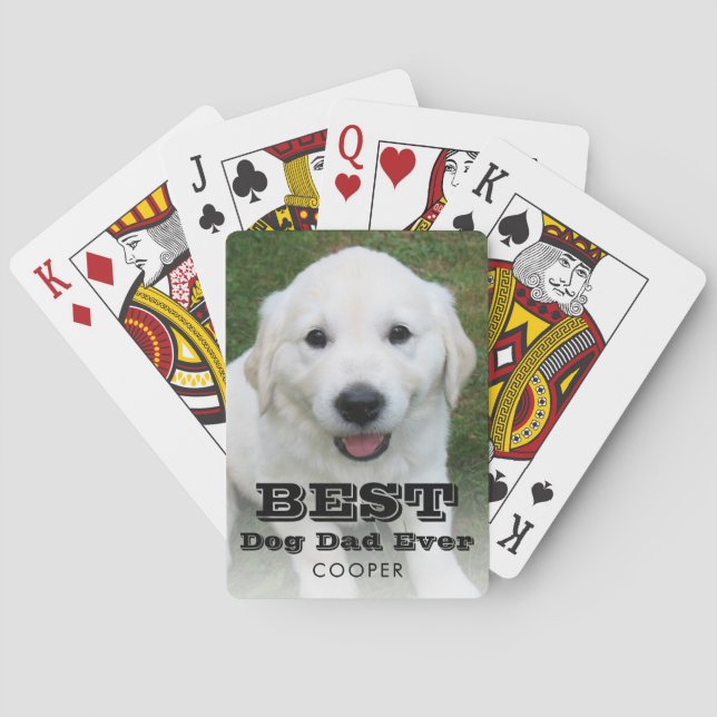 Photo Namn Best Hund Pappa Modern Poker Casinokort (Baksidan)