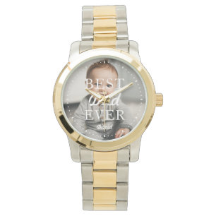 Photo Namn Best Pappa Alltid Silver Guld Armbandsur