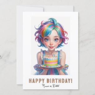 *PHOTO NAMN Birthday Cake Cute Quirky Girl Inbjudningar