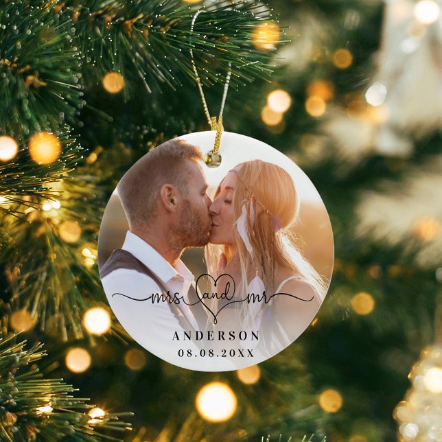 Photo namn mr elegant new weds julgransprydnad keramik (Skapare uppladdad)