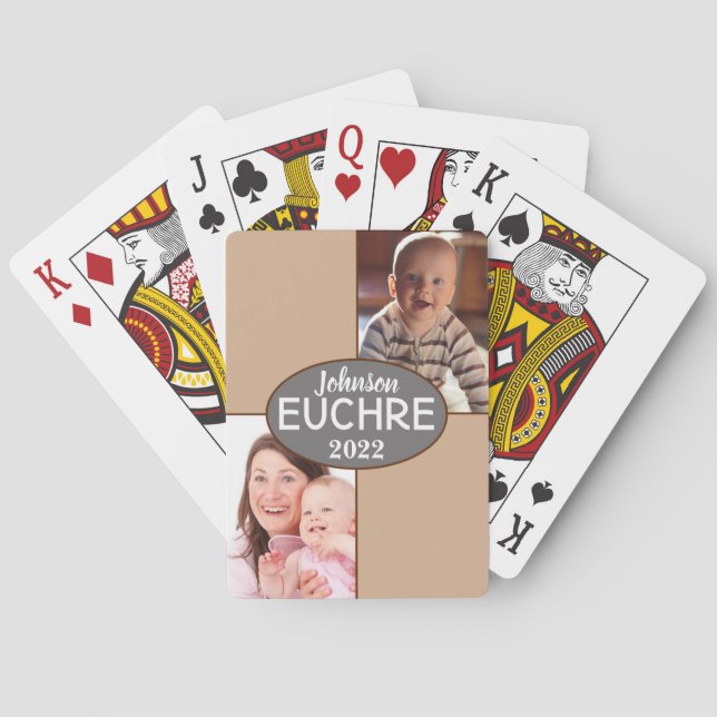 Photo Namn Personlig EUCHRE & Poker Gift      Casinokort (Baksidan)