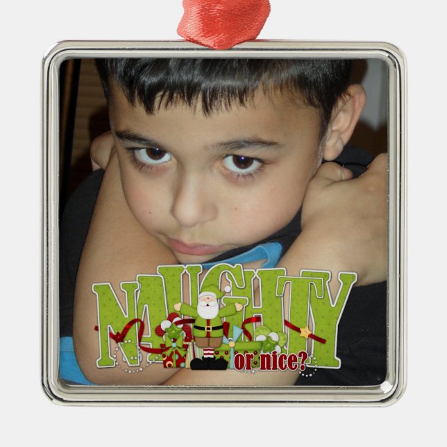 Photo Naughty eller Nice Ornament (Framsidan)