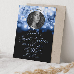 PHOTO Navy Hollywood Ljus Sweet 16 Party Inbjudningar