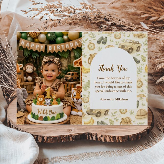 Photo Neutral Safari Animals Wild One First Birthd Tack Kort (Skapare uppladdad)