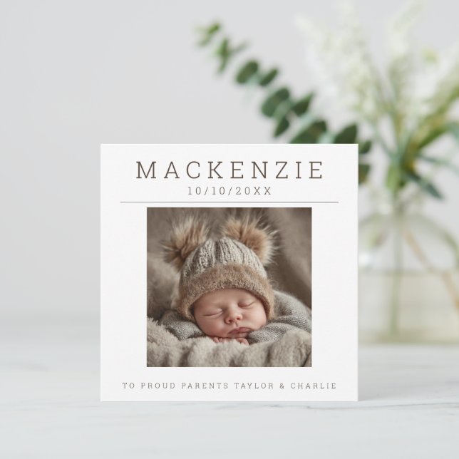 Photo New Baby Photo Personalized 2 sided Anteckningskort (Stående Fram)