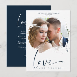 Photo Newlyweds Couple Modern Brushstoke Wedding Tack Kort
