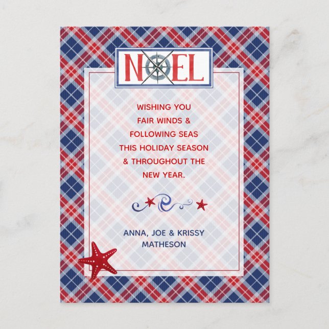 Photo NOEL Nautical Fair Vind Red Play Helgdag Vykort (Framsida)