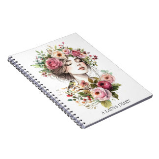 Photo Notebook Diary Women with Roses-Wreath Anteckningsbok
