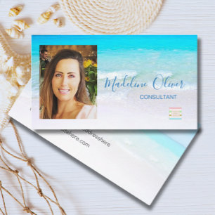 Photo Ocean Beach Sea Travel Logotyp Blue Visitkort