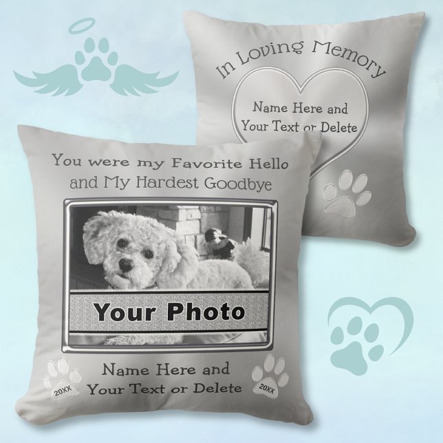 PHOTO och Personlig Pet Memorial Pillow Kudde (What to give someone who had to put their dog down? Dog memorial pillow. Comforting Sympathy Gifts)