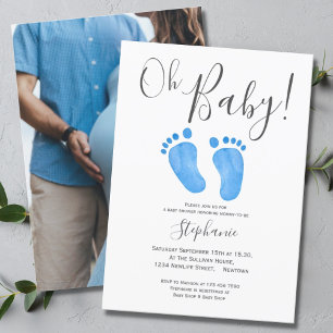 Photo Oh Pojke Baby Shower Inbjudningar
