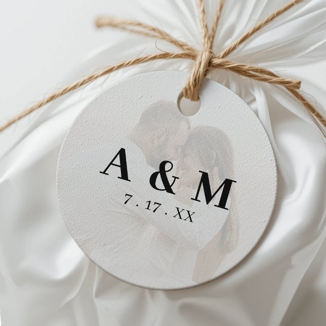 Photo Ombre Monogram Bröllop Gåvor Etiketter (Photo Ombre Monogram Wedding Favor Tags
)