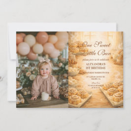 Photo One Sweet Little Bun First Birthday Inbjudningar