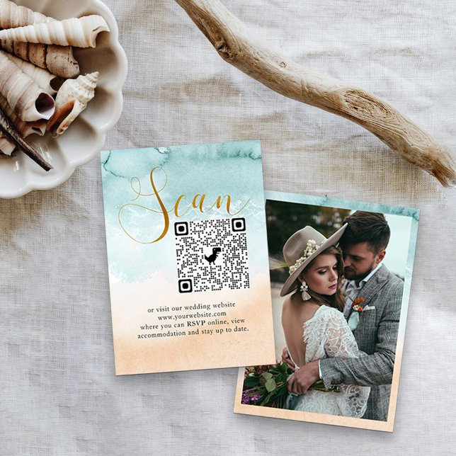 Photo Online OSA QR Code Beach Wedding Tilläggskort (Skapare uppladdad)