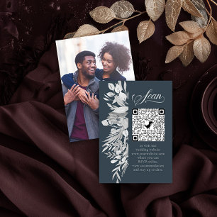 Photo Online OSA QR-kod Burgundy Grått botaniskt Tilläggskort