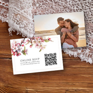 Photo Online OSA QR-kod Cherry Blommar Bröllop Kort