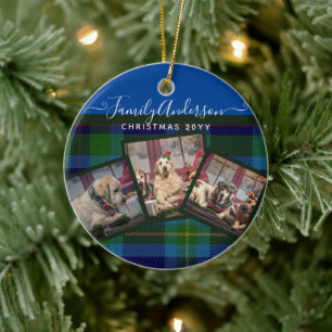 PHOTO ORNAMENT - Miller TARTAN Blue jul Gift