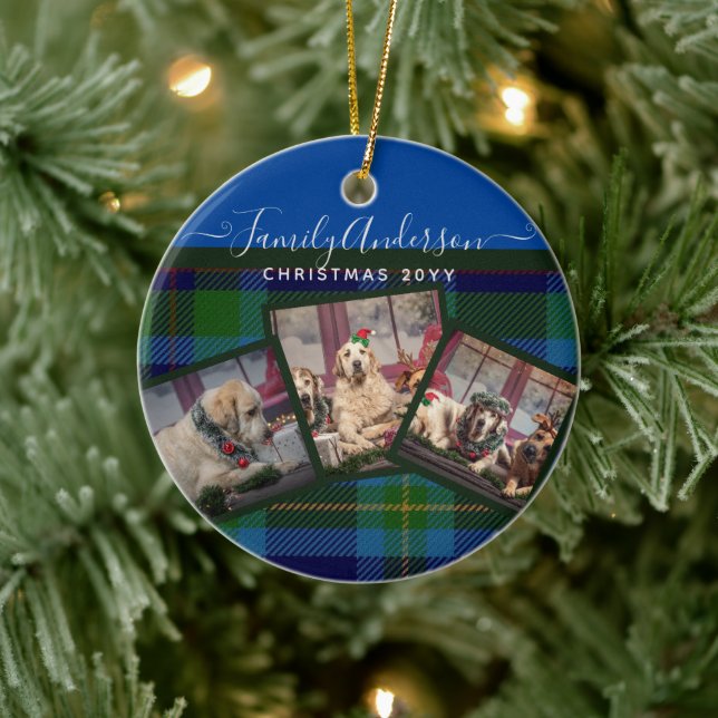 PHOTO ORNAMENT - Miller TARTAN Blue jul Gift (Träd)