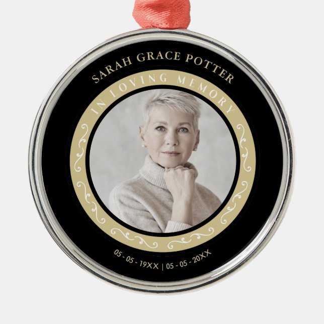 Photo Ornamental Rememsing Loved One Funeral Julgransprydnad Metall (Framsidan)