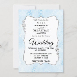 *~* Photo + OSA + QR Diamond Damask Wedding Invit Inbjudningar