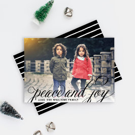 Photo över Peace and Joy Black Handskriftlig skrif Julkort