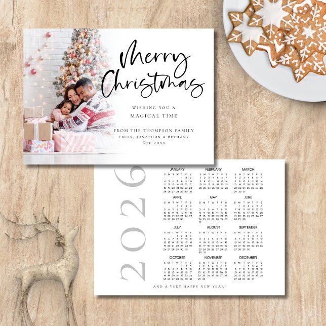 Photo Overlay 2026 Calendar Merry Christmas  Julkort (Front and back view)