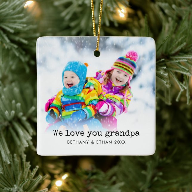 Photo Overlay Kärlek du Grandpa Namn Year Julgransprydnad Keramik (Träd)