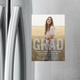 Photo Overlay Magnetic Graduation Announcement Magnetisk Inbjudningskort