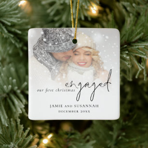 Photo Overlay Script Namn 1:a Engagerade jul Julgransprydnad Keramik