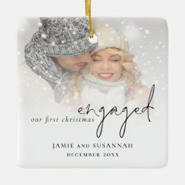 Photo Overlay Script Namn 1:a Engagerade jul Julgransprydnad Keramik