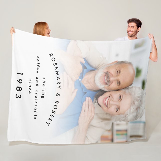 Photo Overlay Sharing Coffee Croissants År Namn Fleecefilt (På plats)