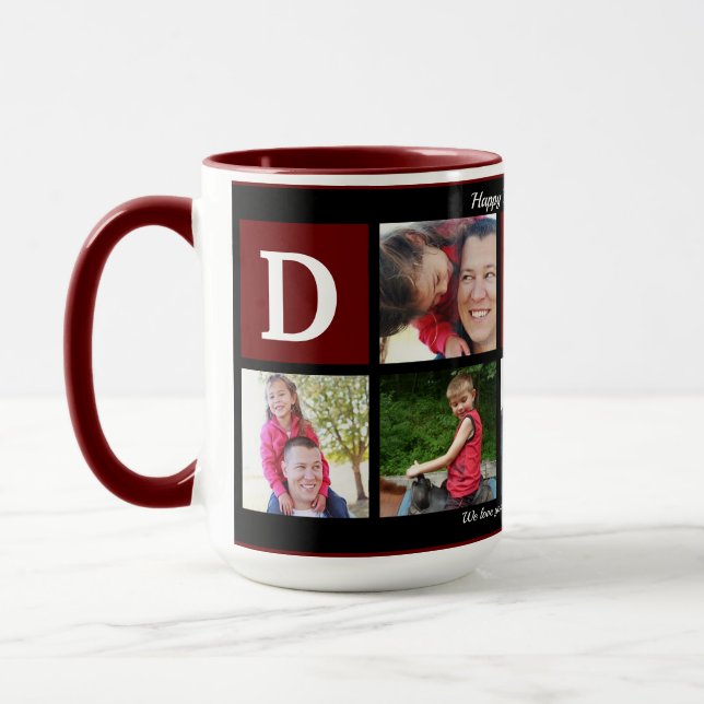 Photo PAPPA Collage Coffee Fars dag Black Maroon Mugg (Vänster)
