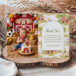 Photo Pastel Farm Animals Barnyard 1st Birthday Tack Kort