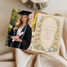 Photo Pastel Floral Wreath Graduation Celebration