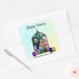Photo Pastel Mint Lycklig Noroz Flower Colorful Eg Fyrkantigt Klistermärke