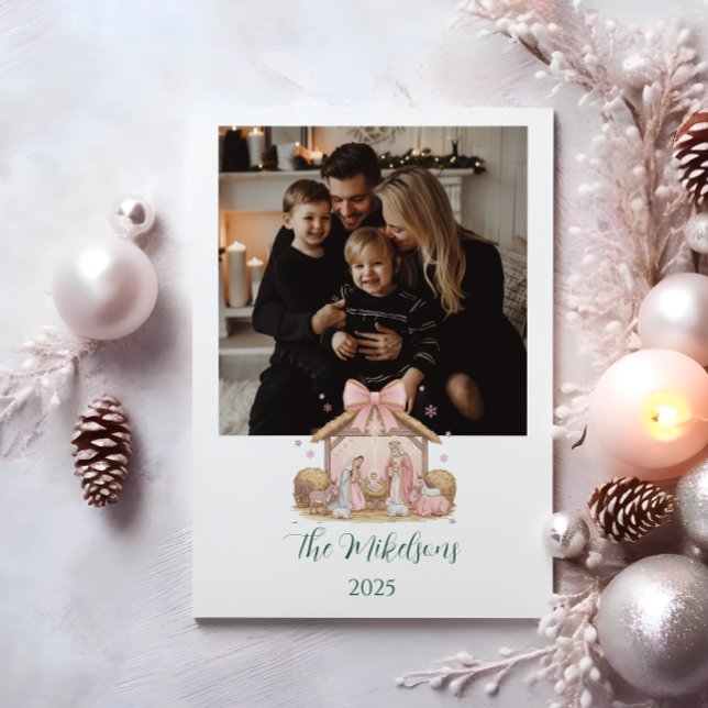 Photo Pastel Nativity Christmas Julkort (Skapare uppladdad)